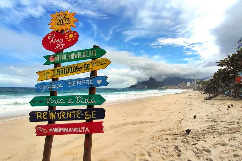 Panneau sur une plage de Rio de Janeiro - Sudeste - Brésil