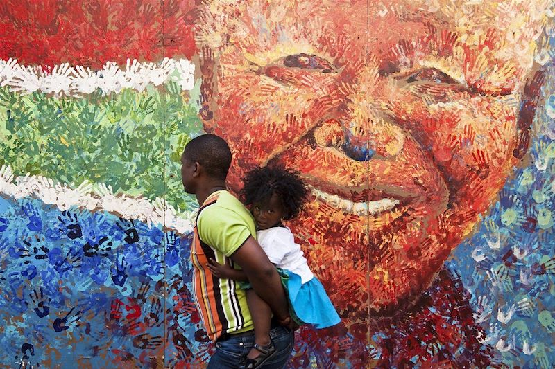 Peinture de Nelson Mandela dans les rues du Cap - Afrique du sud