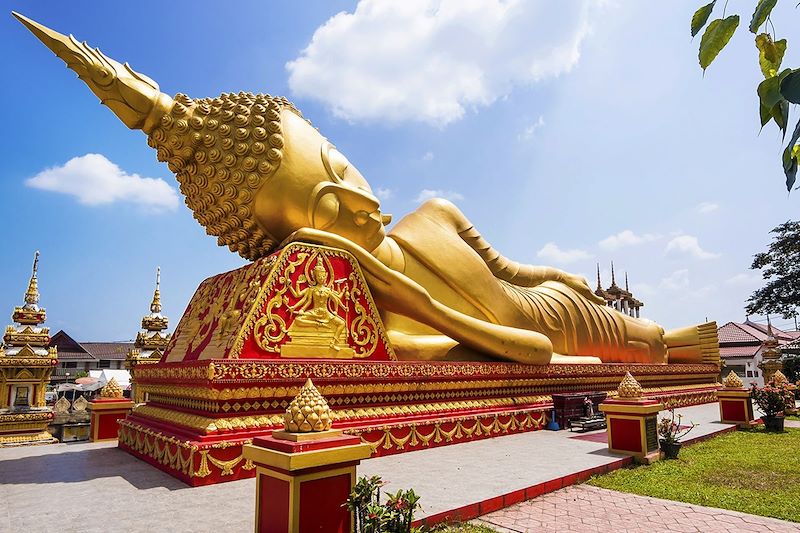 Grand Bouddha couché de la pagode Wat That Luang Tai - Wat Pha That Luang - Vientiane - Laos
