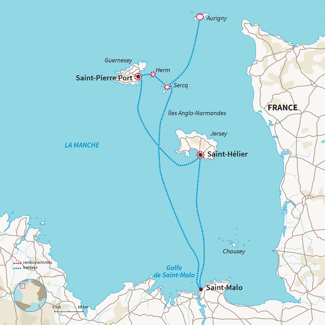 Séjour voile et rando entre France et Grande-Bretagne, à la découverte de cinq îles : Jersey, Guernesey, Herm, Sercq et Aurigny.