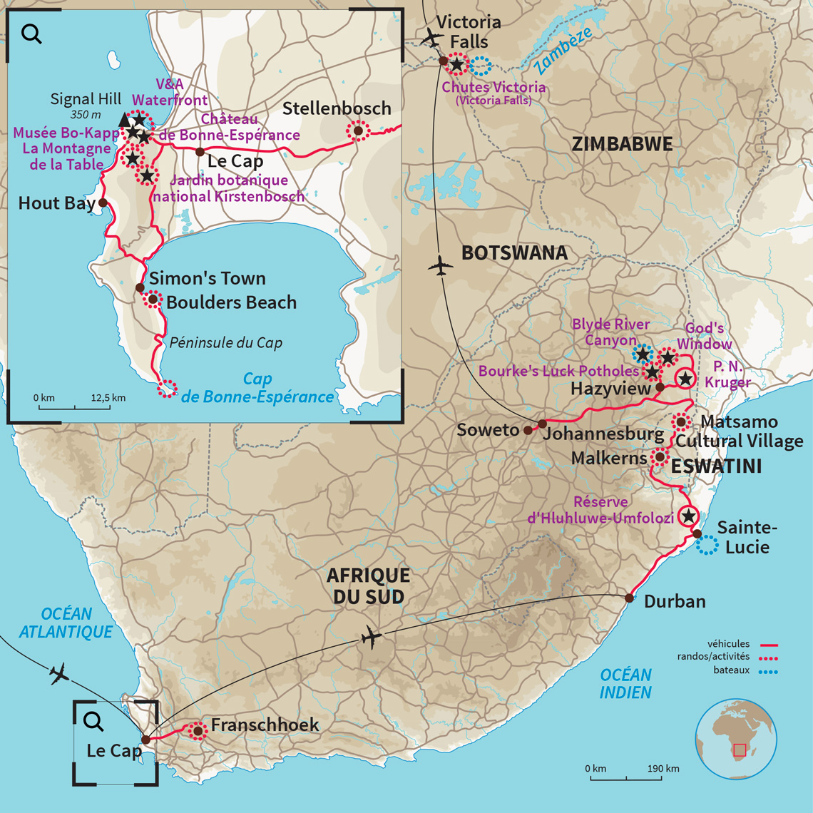 L’essentiel de l’Afrique du Sud du Cap à Hluhluwe avec le royaume d'eSwatini, le Parc Kruger puis les chutes Victoria...