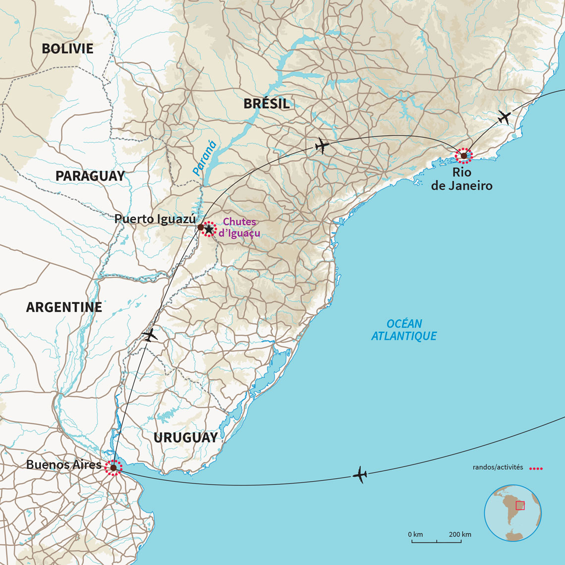 Un circuit de l'Argentine au Brésil de Buenos Aires à Rio de Janeiro et le Corocvado en passant par les chutes d’Iguazu