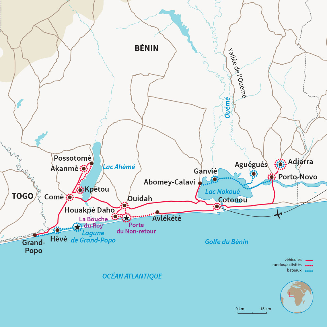 Voyage dans le Sud Bénin à pied et en mobylette : Ouidah, Grand Popo, Ganvié et fleuve Mono !