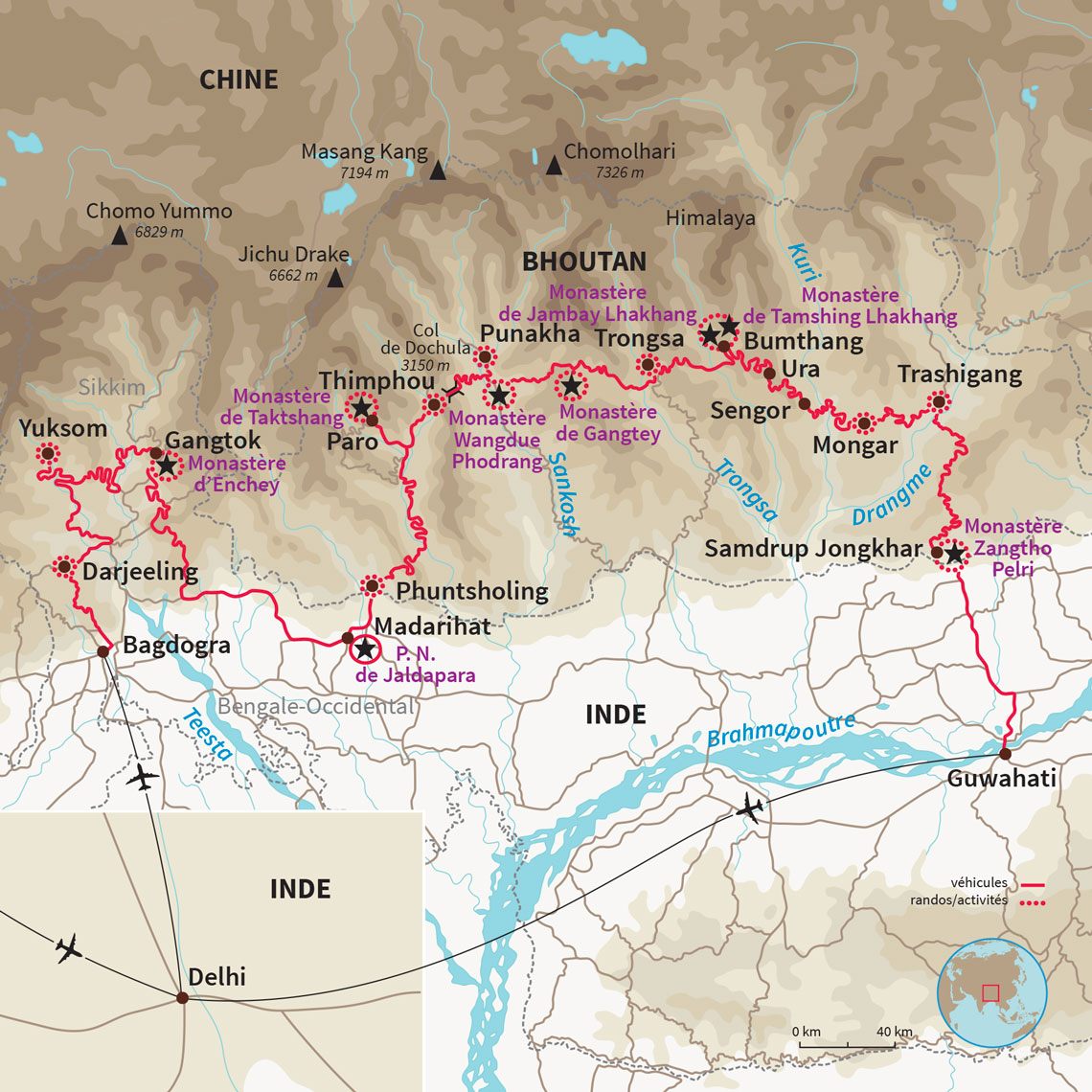 Une découverte approfondie, du Bhoutan, du Sikkim, de Darjeeling et du Bengale Occidental