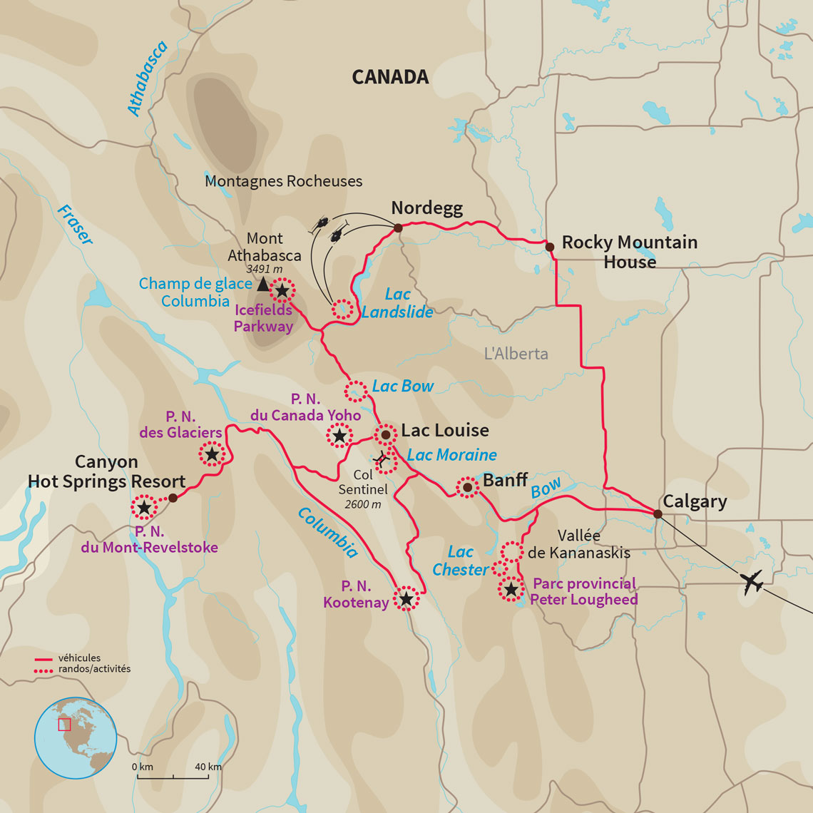 Randos et Hélitrek au cœur des Rocheuses canadiennes entre sommets enneigés, lacs, forêts & glaciers