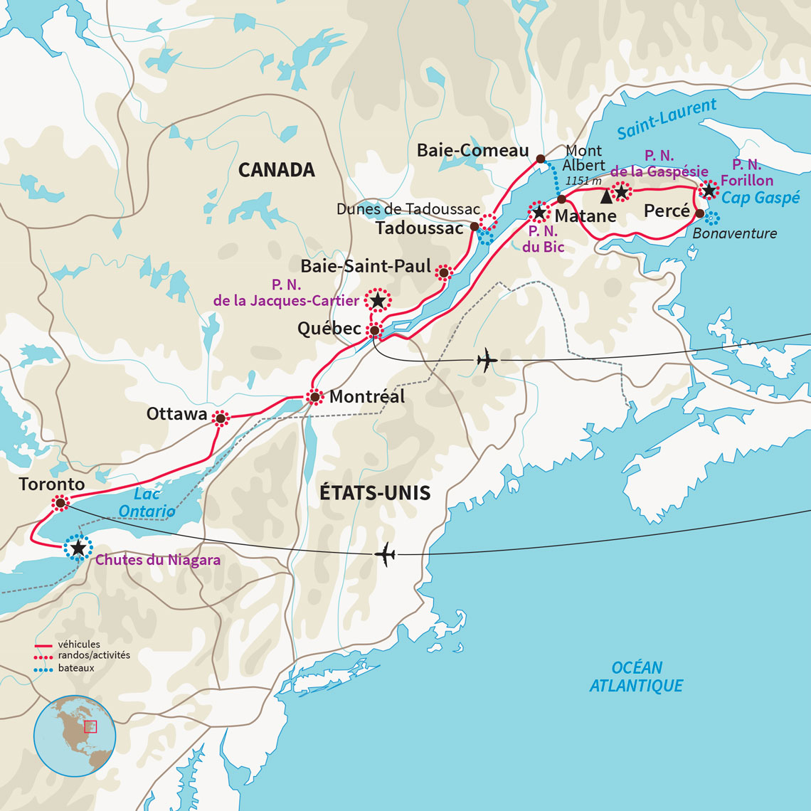 Circuit au Canada de Toronto à Québec via la Gaspésie : chutes du Niagara, parcs nationaux et navigation auprès des baleines