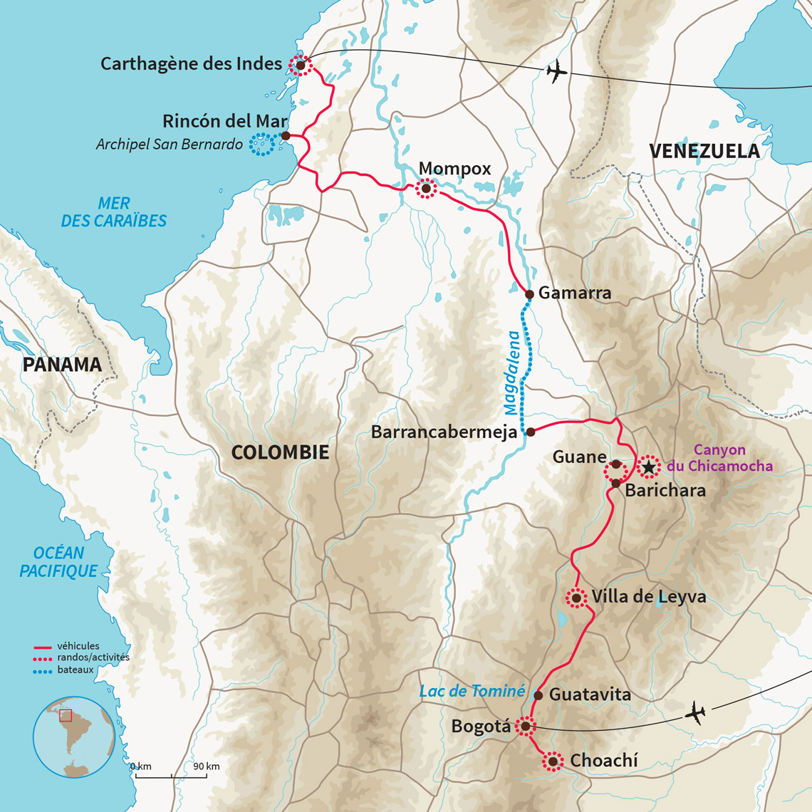 Découverte des villes coloniales: Bogota, Carthagène & Mompox, rando dans le Canyon de Chicamocha et baignade dans les Caraïbes