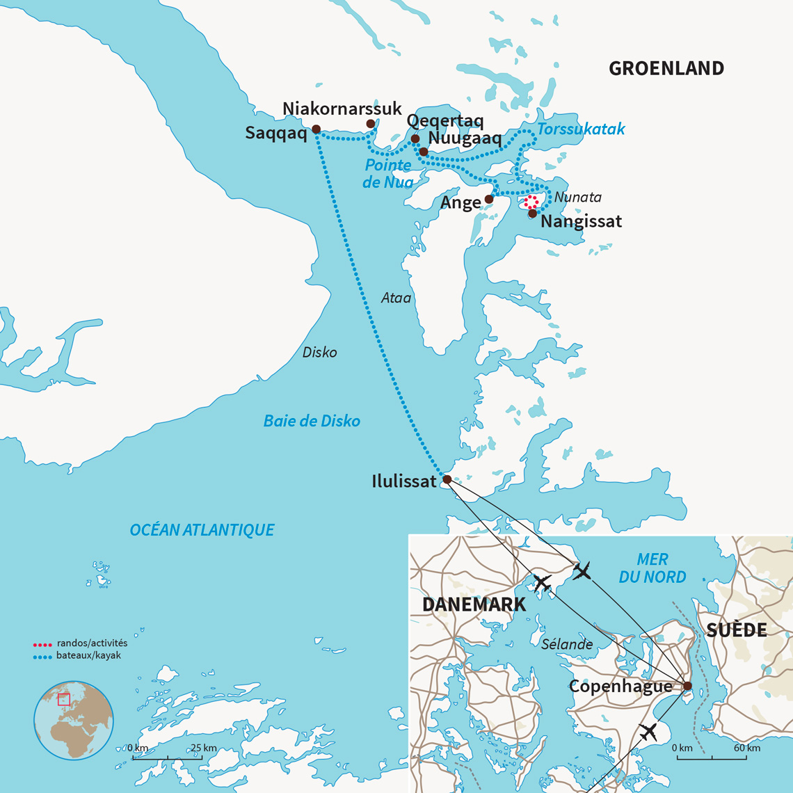 Kayak au Groenland : un voyage d'exception à travers glaciers et icebergs majestueux dans la Baie de Disko 