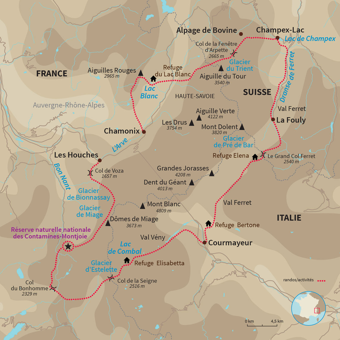 L’intégralité du tour du massif du Mont-Blanc pendant 10 jours, en version dortoir.