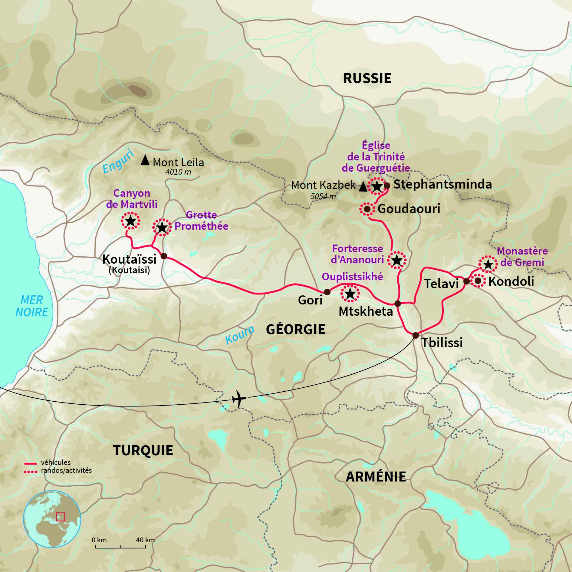 Les incontournables de la Géorgie à petit prix : Tbilissi, Mtskheta, Koutaïssi, la Kakhétie et la Kazbegui.