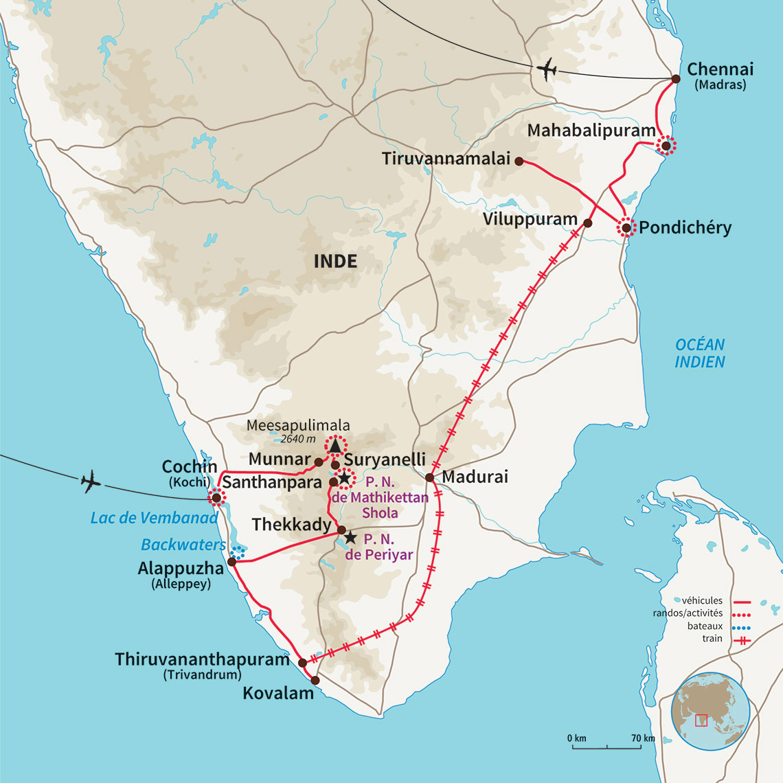 Randonnée dans les plantations de Munnar au Kerala et découverte des lieux emblématiques du Tamil Nadu