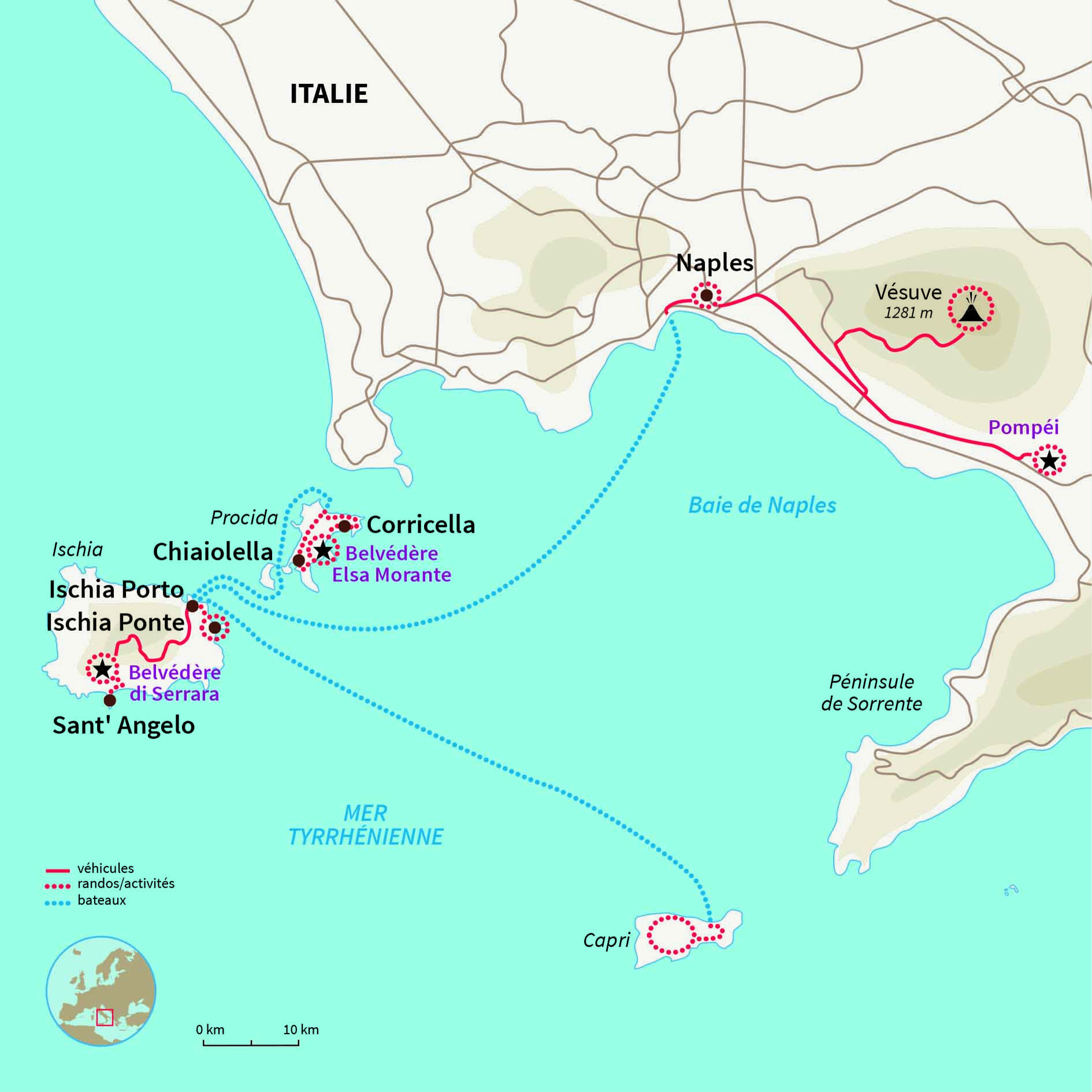 De passionnantes découvertes comme Pompéi et Vésuve mêlées aux baignades à Ischia et Procida pour de vraies vacances !