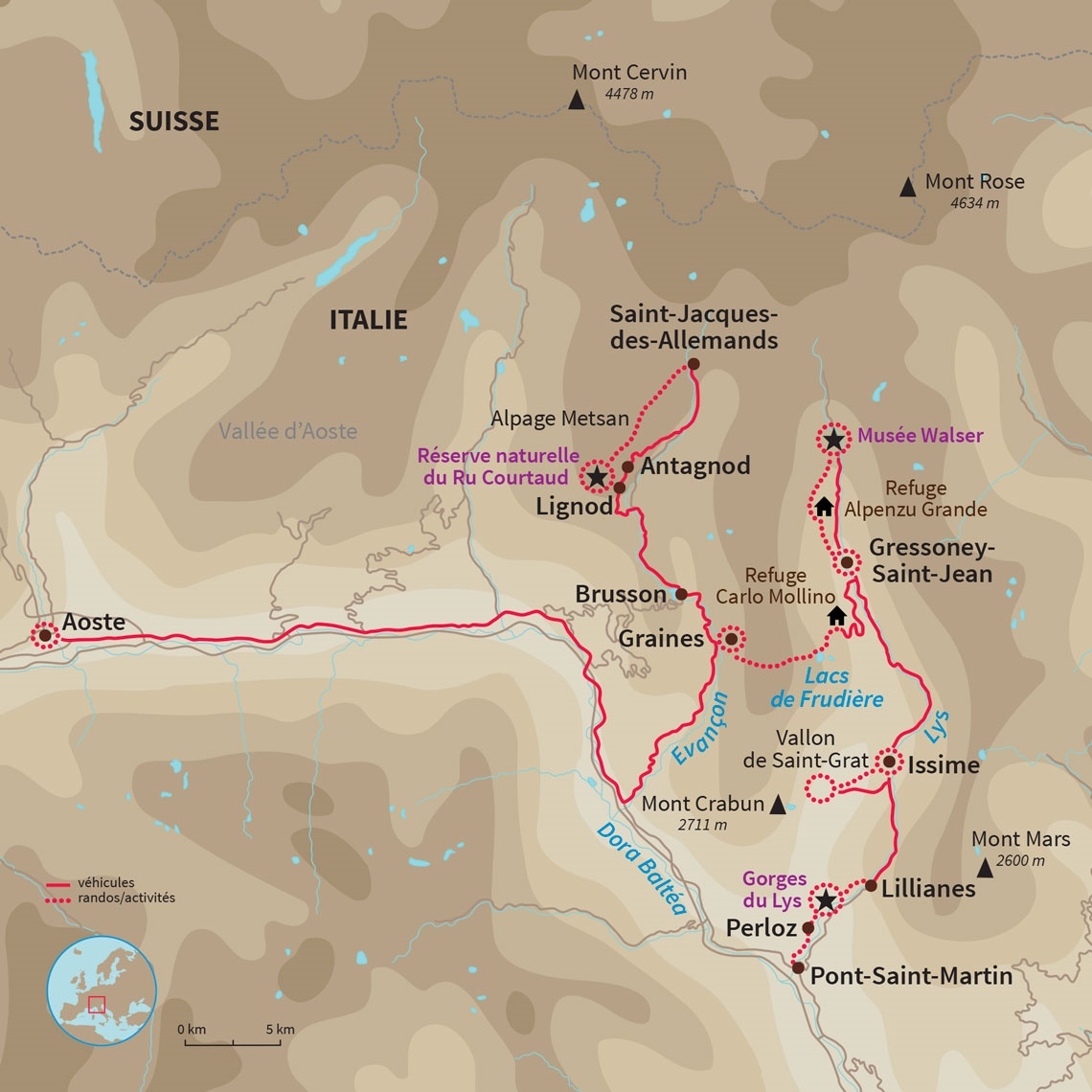 Itinérance de la Vallée de Gressoney au Val d'Ayas dans un somptueux décor alpin