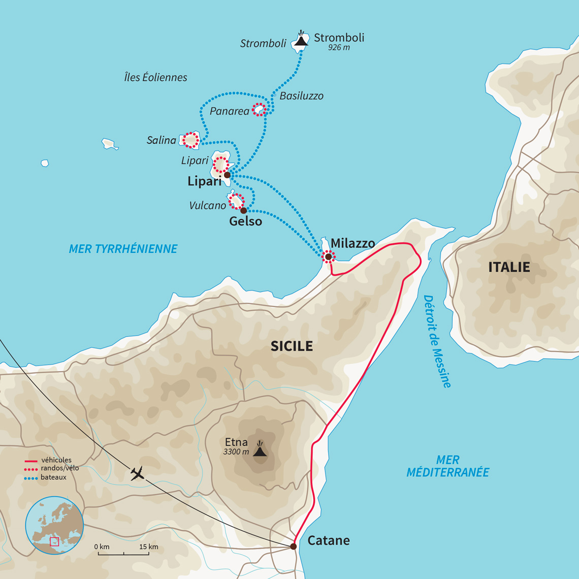 Exploration des îles Éoliennes à vélo combinée à l'élégance d'une goélette et accompagnée d'un guide anglophone