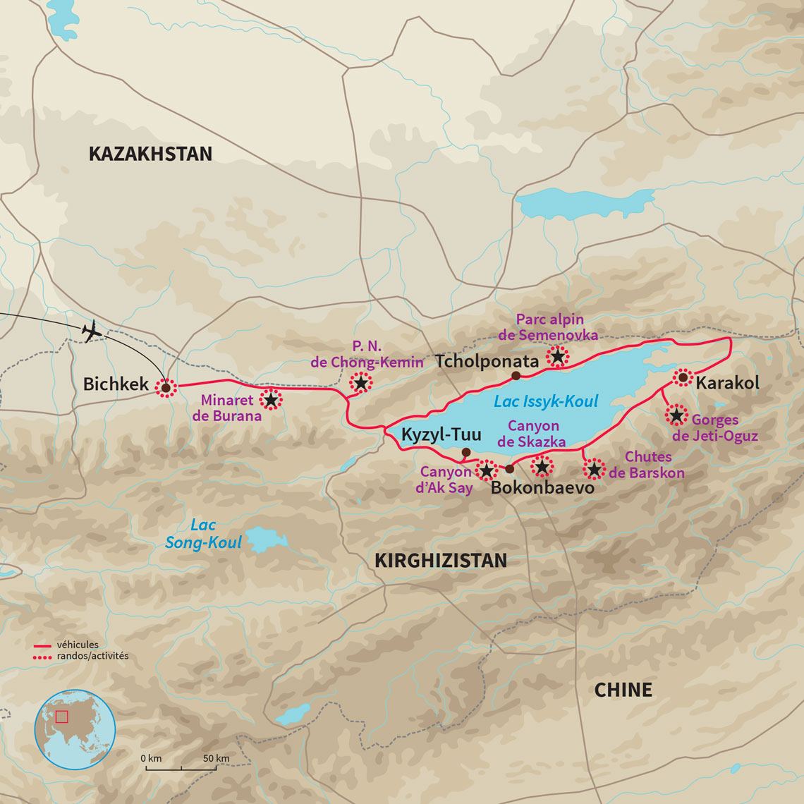 Plonger dans le cœur battant de la Kirghizie au rythme de randonnées et découvertes tout autour du majestueux lac Issyk Koul.