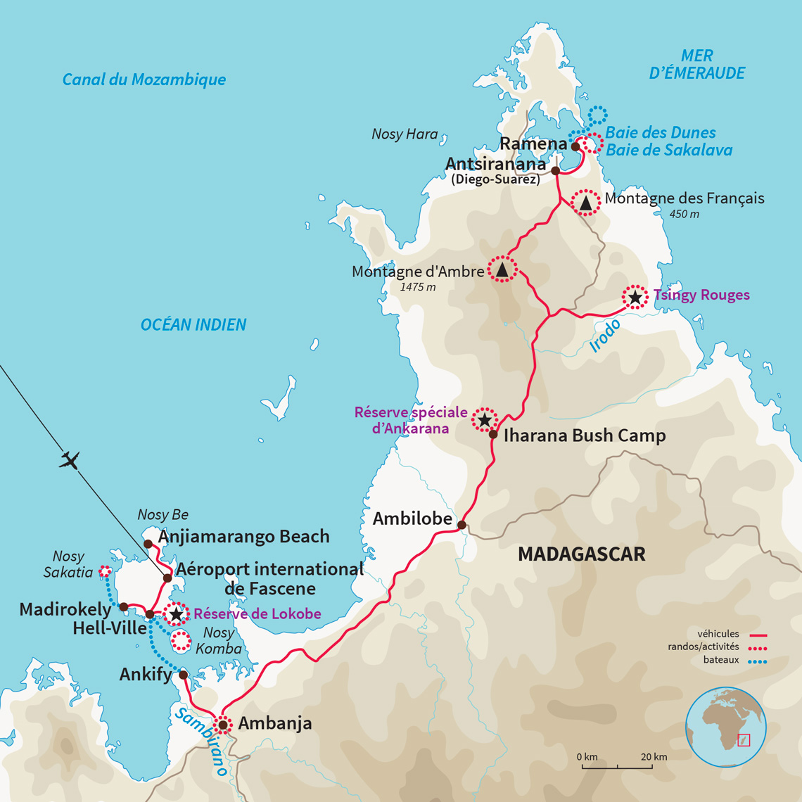 Découverte complète du nord de Mada : Nosy Be, tsingys de l'Ankarana, baie de Diego, Montagne d'Ambre, Montagne des Français...