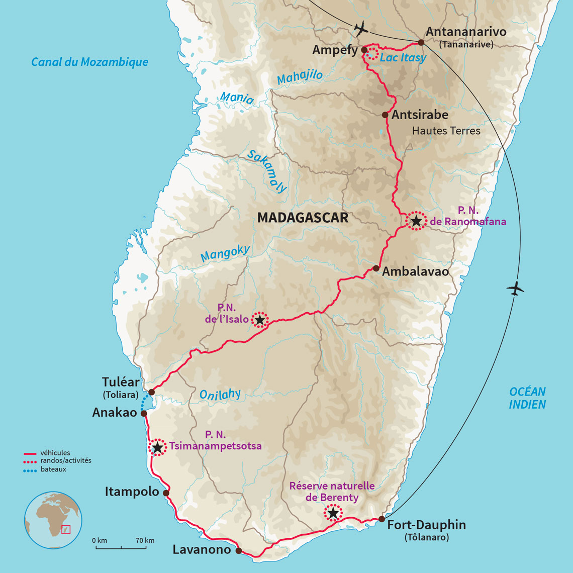 Un circuit guidé sur la RN7 et le sud ouest de Madagascar de Tana à Tuléar puis d'Itampolo à Fort Dauphin hors des sentiers battus