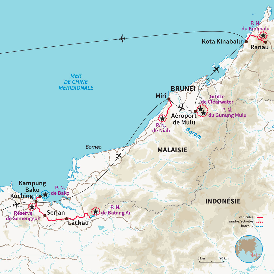 Découverte tranquille et confortable des incontournables du Sarawak et du Sabaï ; Kuching, Miri, Mulu, Bako 