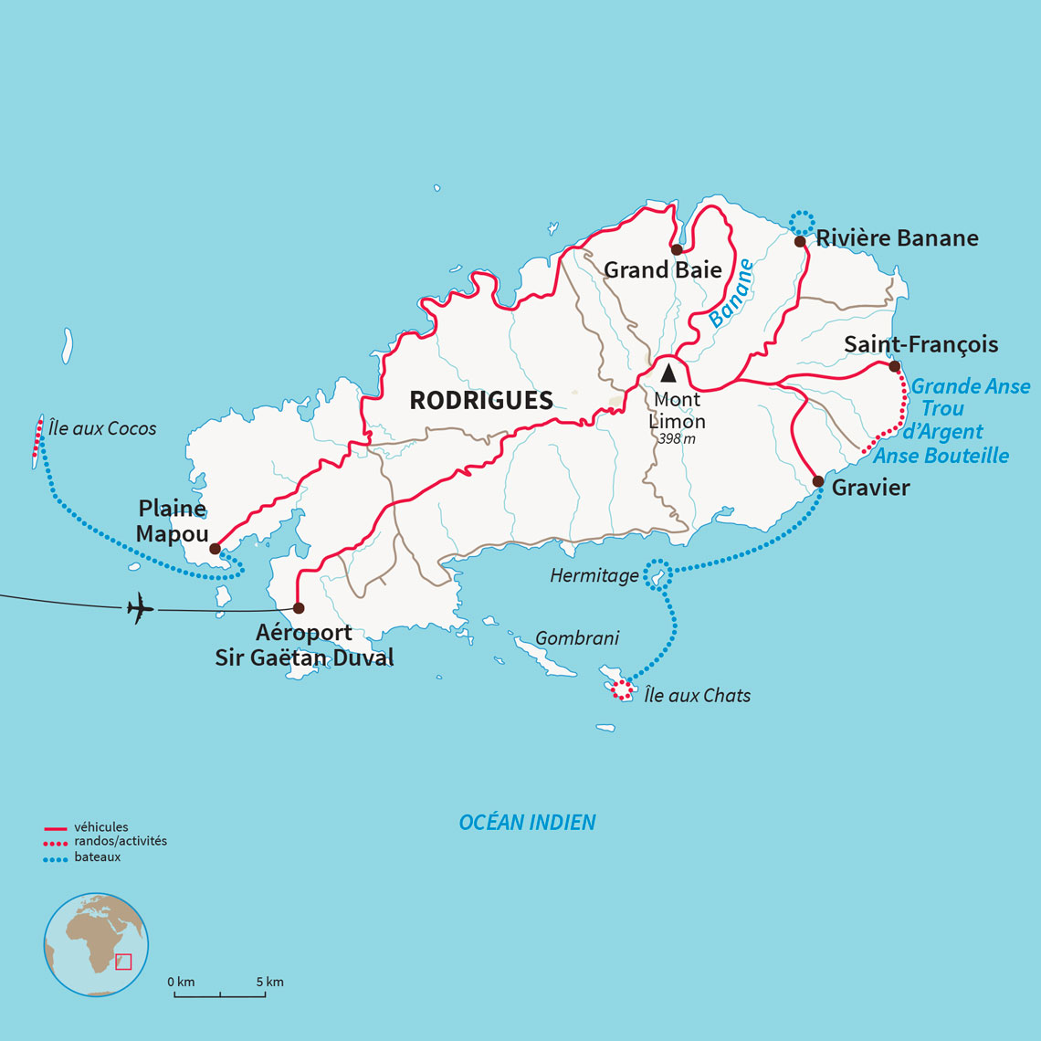 Découverte de l'île de Rodrigues en scooter électrique, avec randonnée à la découverte d'Anse Bouteille et Trou d'Argent