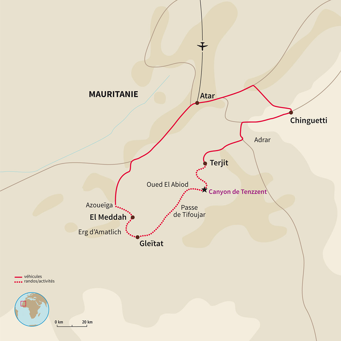 Carte Mauritanie : Dunes et oasis de l’Amatlich