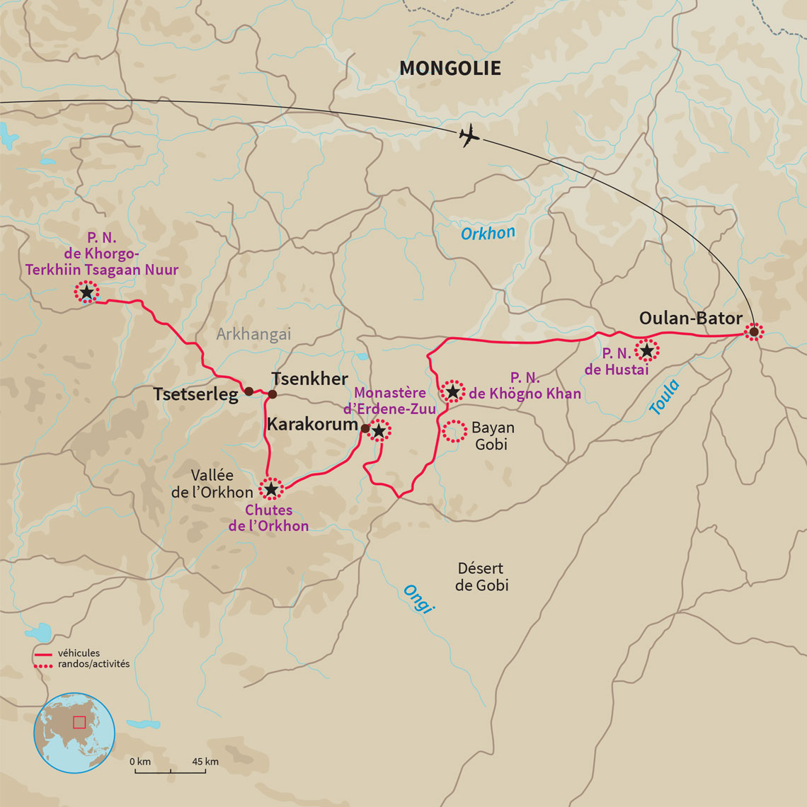 Explorez l’essentiel de la Mongolie pour un voyage à l’esprit nature entre grands espaces et vie nomade.