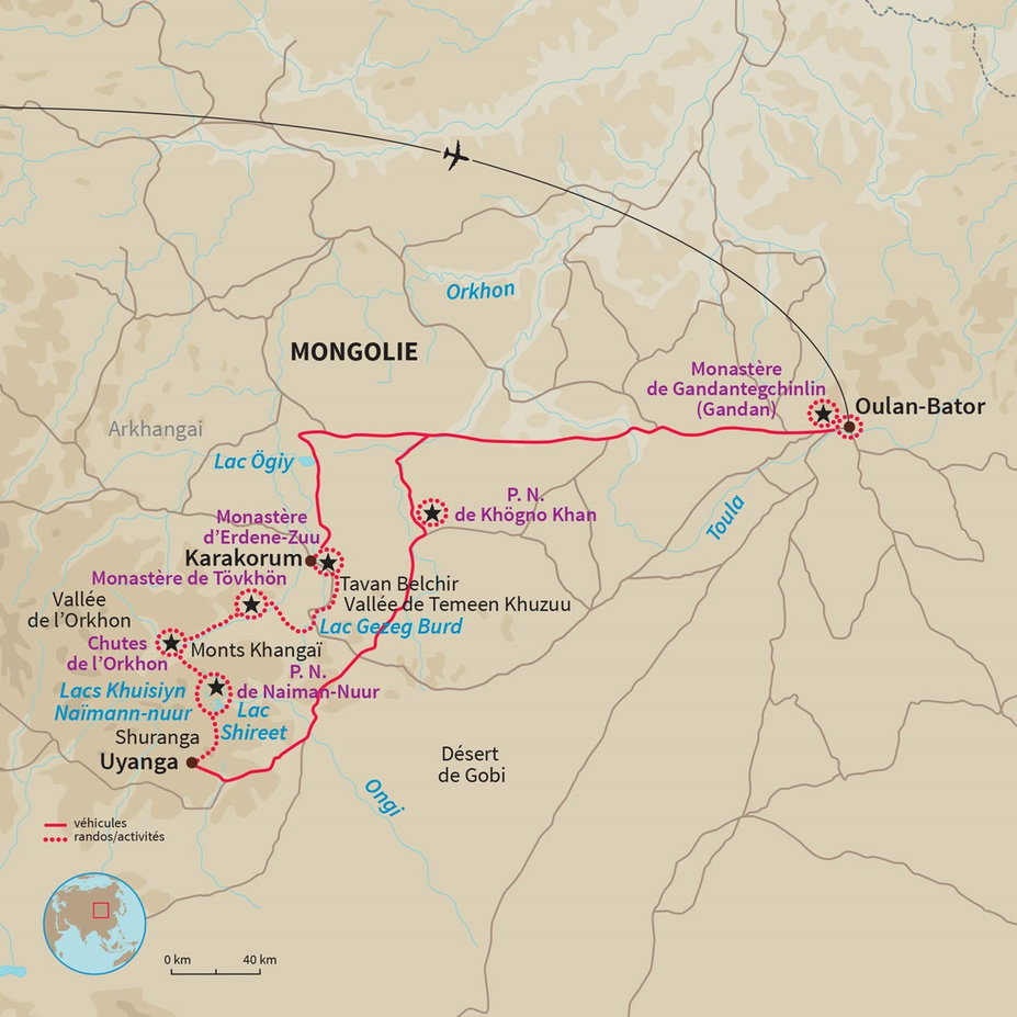 Carte Mongolie : Trek & Rencontres dans l'Arkhangaï Carte Mongolie : Trek & Rencontres dans l'Arkhangaï