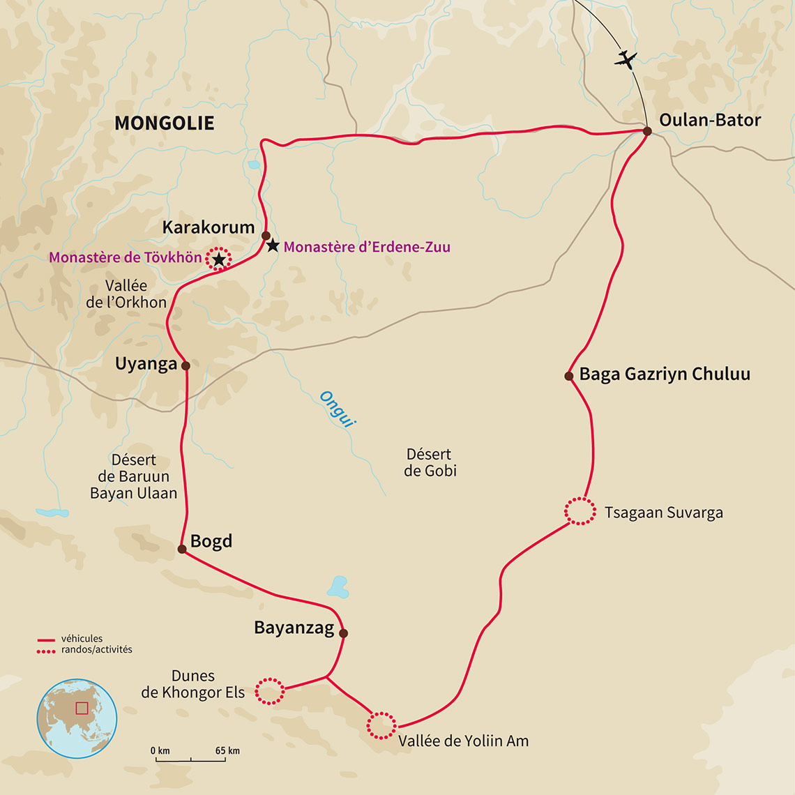 Découverte de la Mongolie en 4x4 et à pied, entre dunes, yourtes et temples pour une traversée intégrale de la steppe