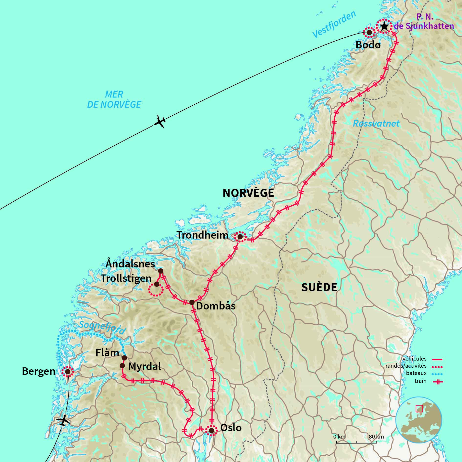 Voyage en train en Norvège en passant par Bergen, Flåm, Oslo, Åndalsnes, Trondheim et Bodø. Une exclusivité  Nomade ! 