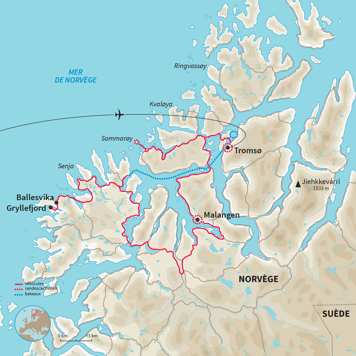 Voyage Aurores Boréales en Norvège : le plein d'activités au départ de Tromso telles que traineau à chiens et raquettes