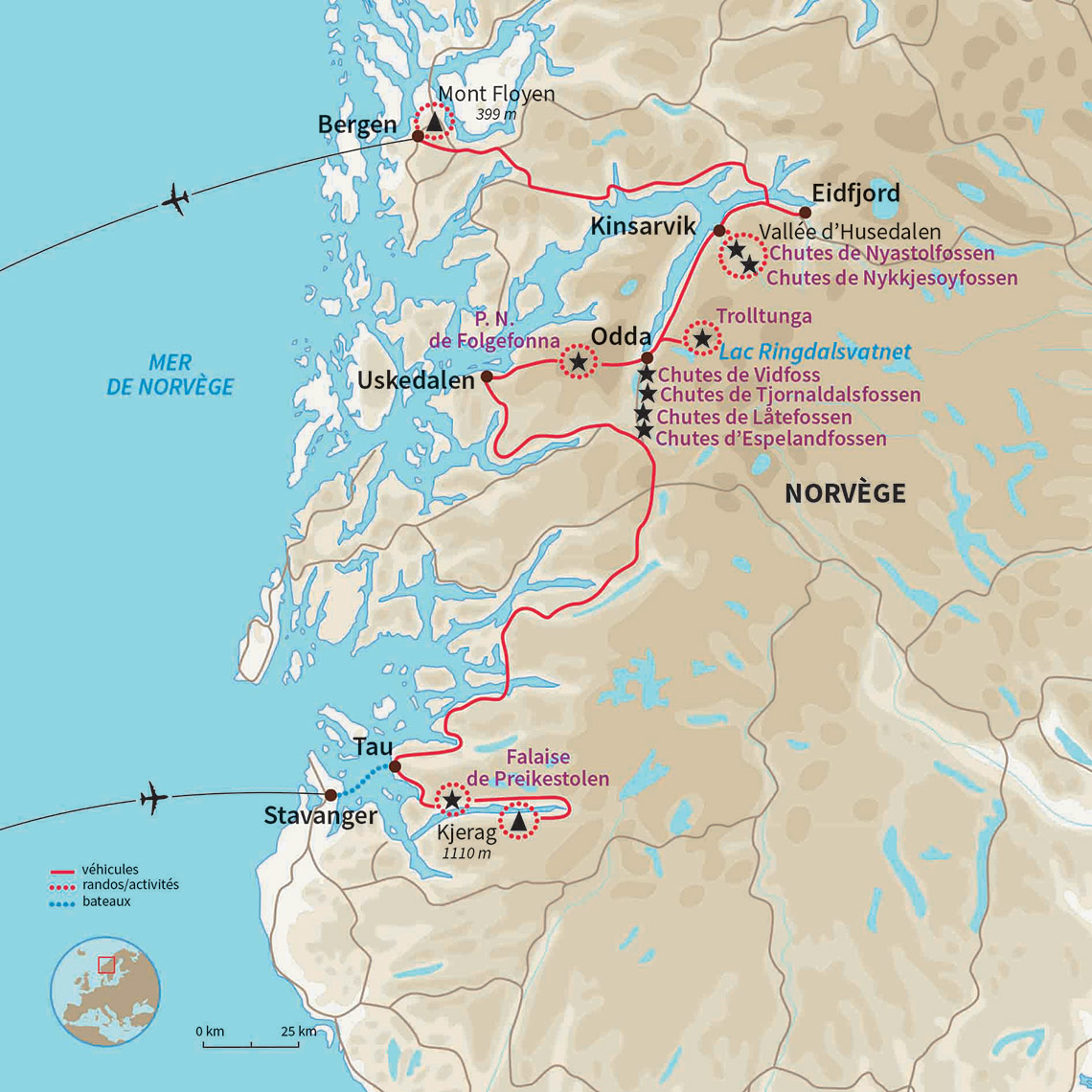 De Stavanger à Bergen, trek en Norvège à la découverte des 3 randonnées mythiques du sud du pays. Emotions garanties.