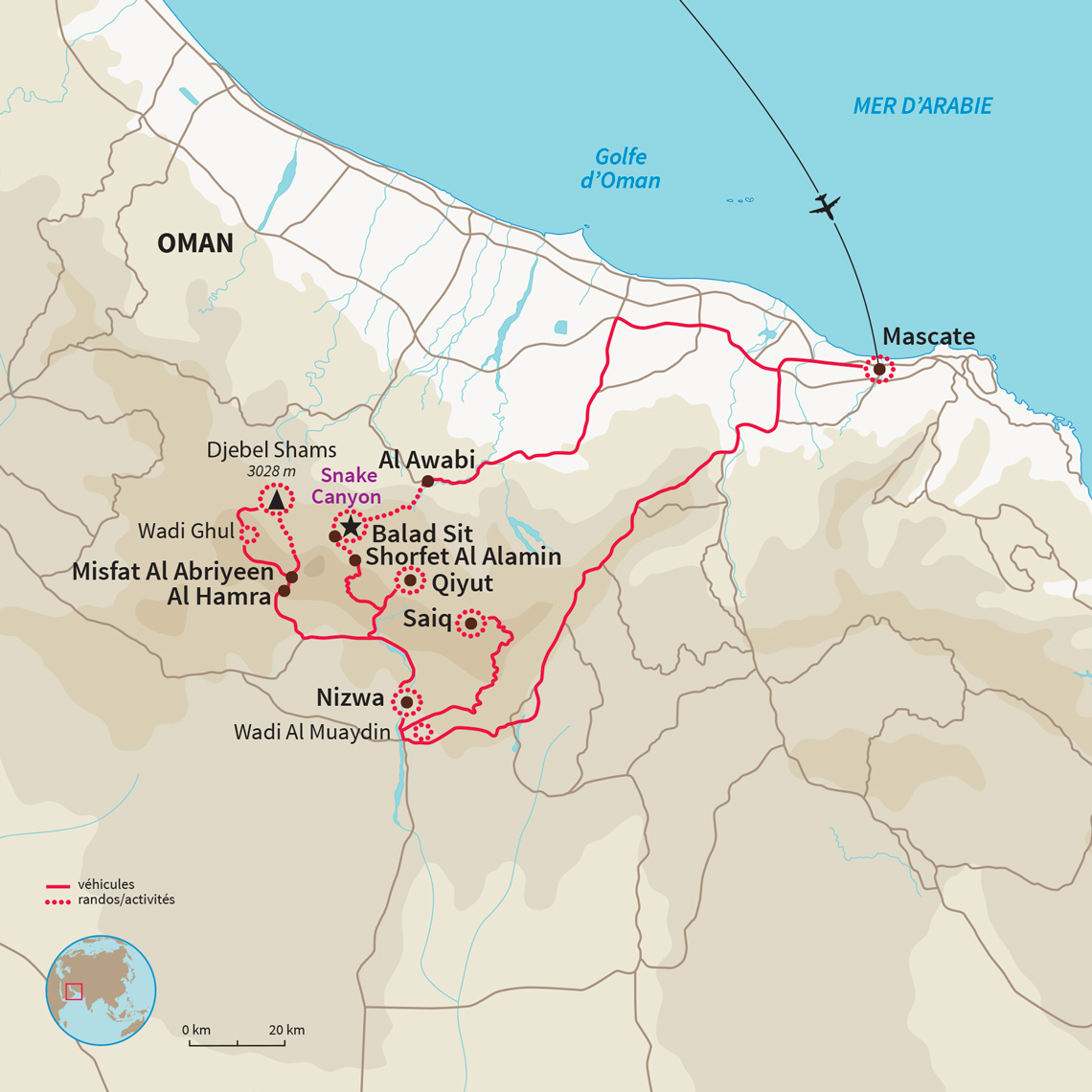 Trek sur les hauts sommets du Sultanat d'Oman, le sentier des roses et ascension du Djebel Shams