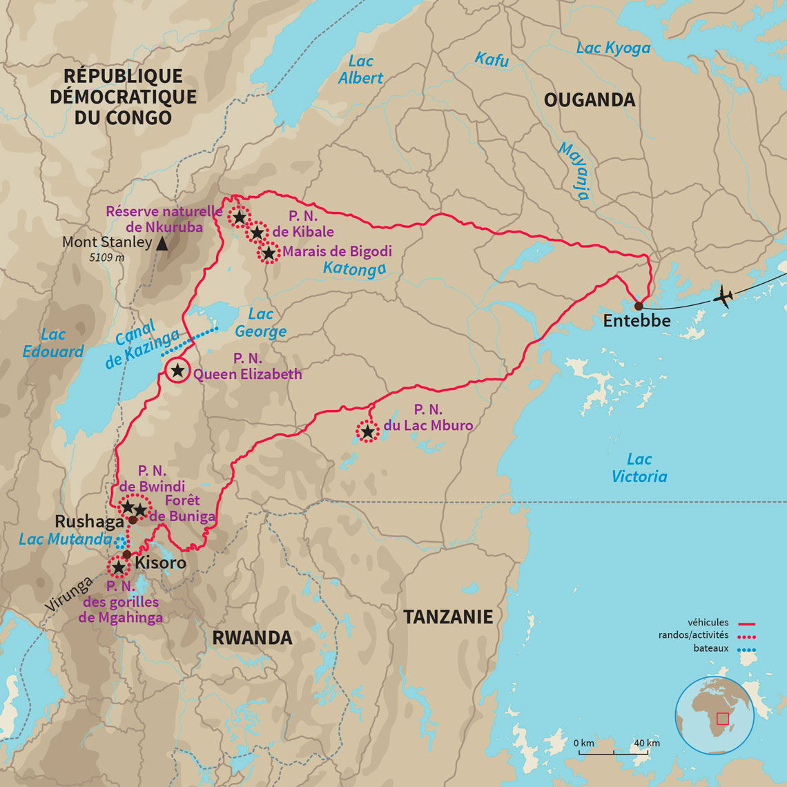 Découverte de l'Ouganda en randonnées au plus près de la vie locale, observation des primates et safaris dans les parcs nationaux