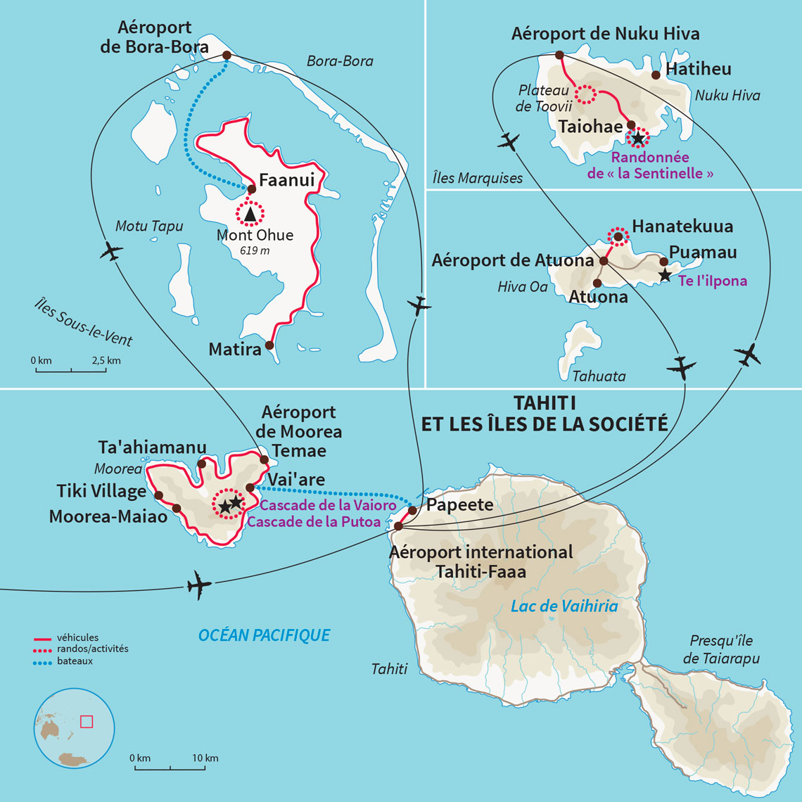 Des Marquises aux îles de la Société, randonnées et exploration des deux archipels polynésiens entre terre et mer 