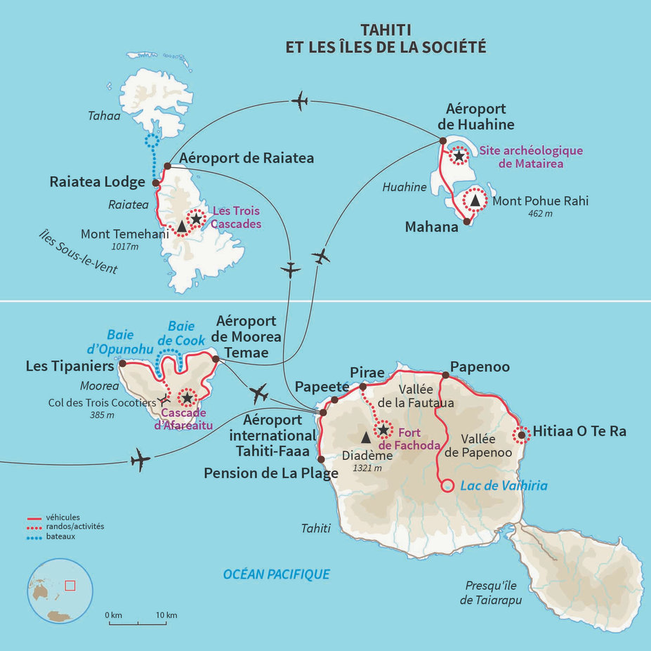 Carte Polynésie française : Randonnées et lagons de Polynésie Carte Polynésie française : Randonnées et lagons de Polynésie