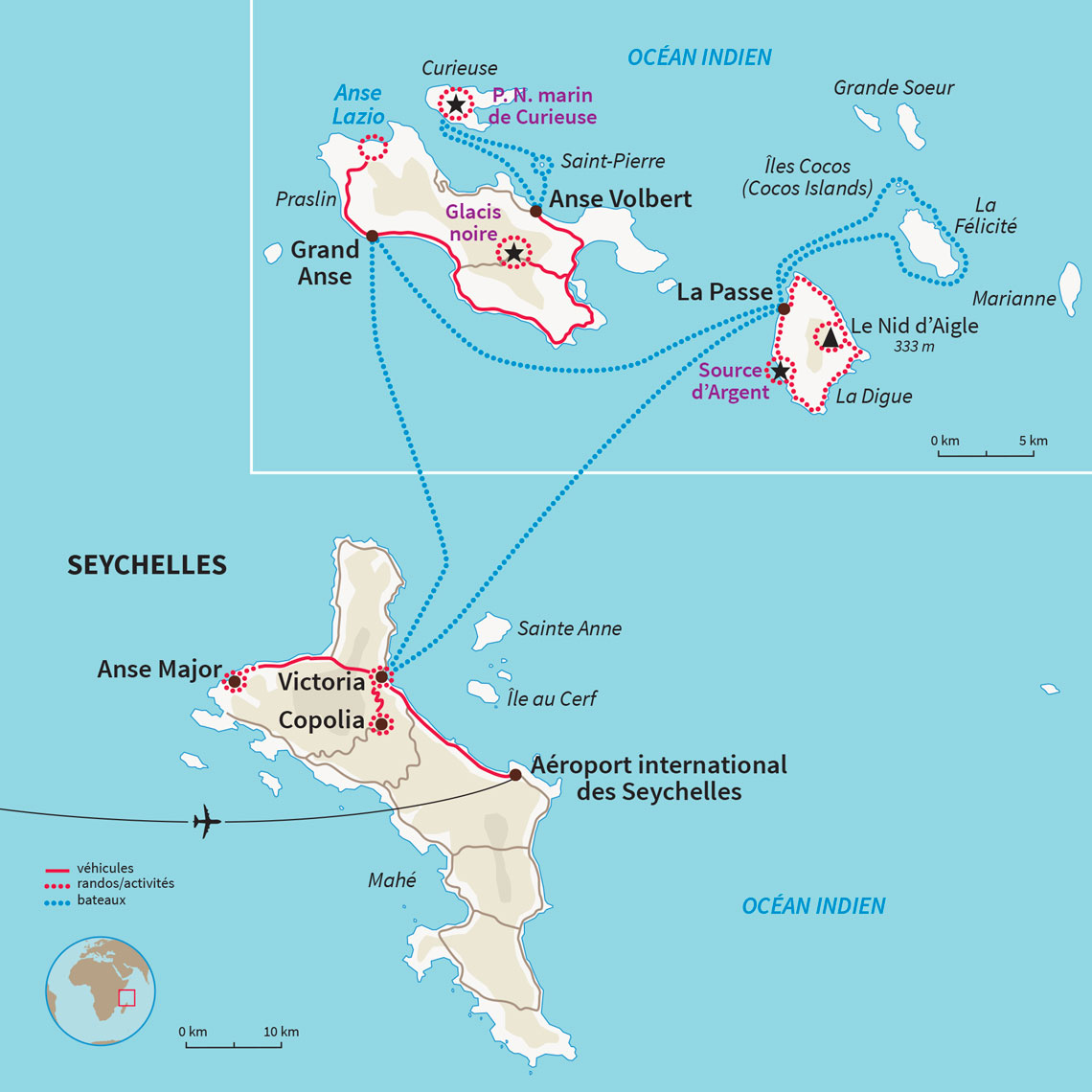 Découverte des Seychelles à votre rythme : Praslin et la Vallée de Mai, Curieuse et les tortues géantes, îlot Saint-Pierre et Coco