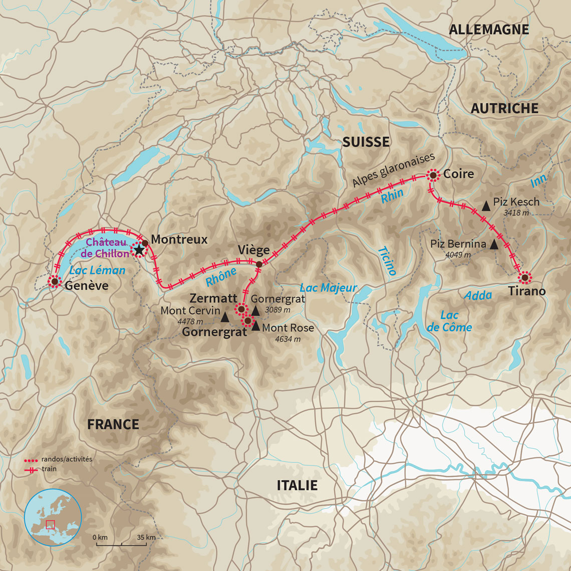 Découverte itinérante exceptionnelle des paysages enneigés de la Suisse en train panoramique 