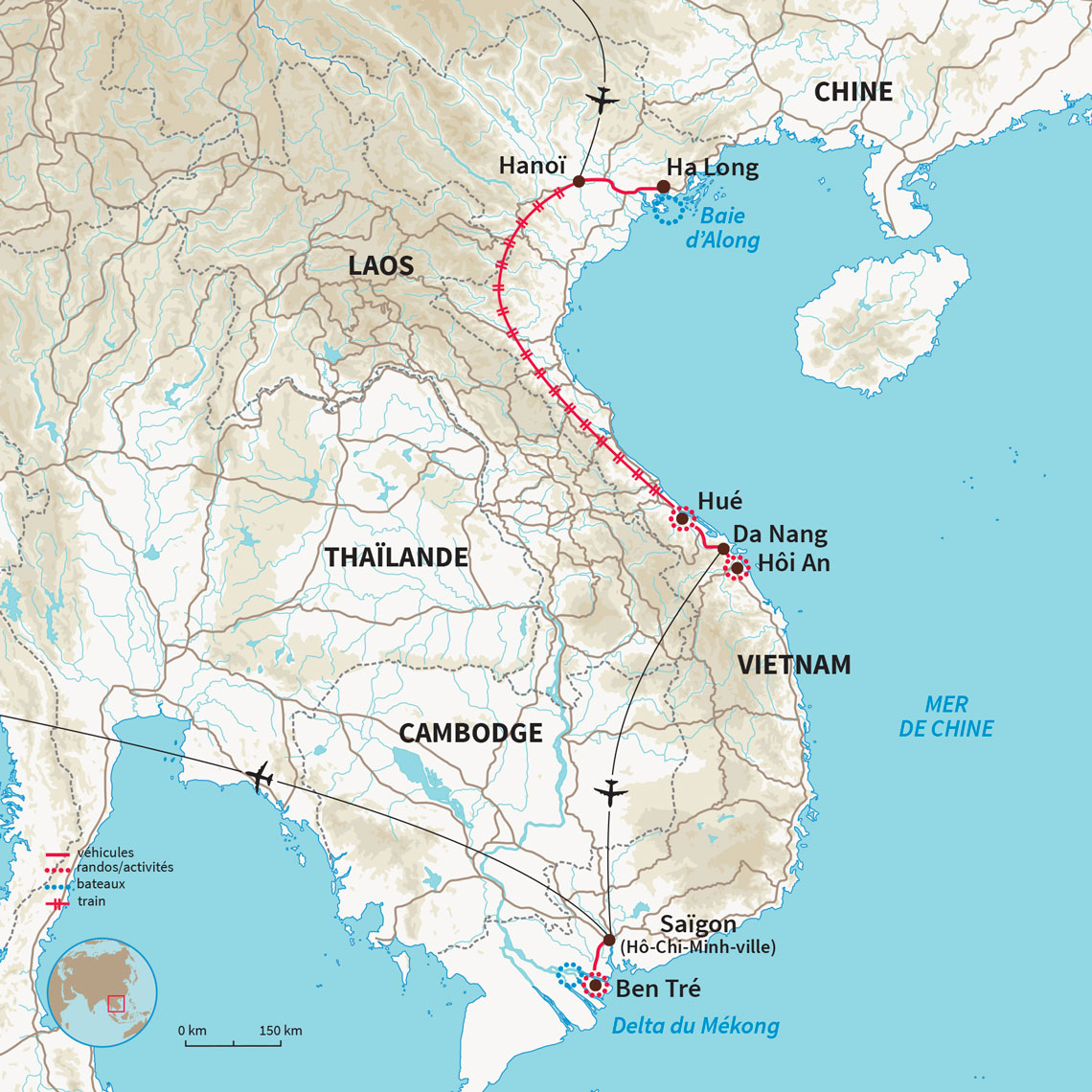 Circuit au Vietnam en 10 jours au rythme des plus beaux sites avec Hanoi, la Baie d'Halong, Hué, Hoi An et le Delta du Mékong.