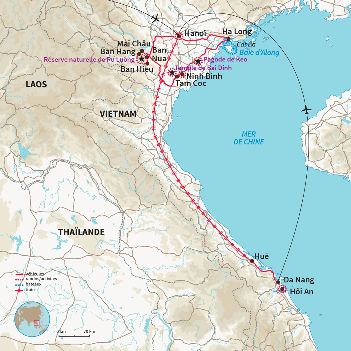 Randonnée à Pù Luông, croisière en baie d'Halong, visite d'Hanoï et extension à Hué et Hoï An