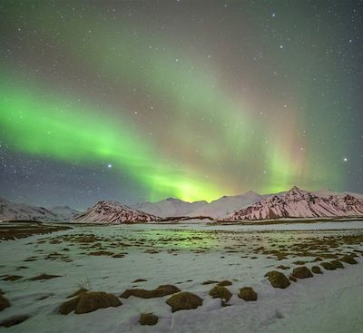 Voyage dédié aux aurores boréales en Islande : autotour de Reykjavík jusqu'à la côte sud avec un condensé d’activités givrées