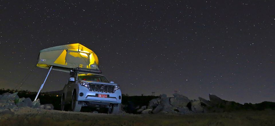 Autotour à Oman en 4x4 et tente de toit, depuis Mascate, Jebel Shams et Jebel Akhdar, Nizwa, le désert de Wahiba, les Wadis et la 